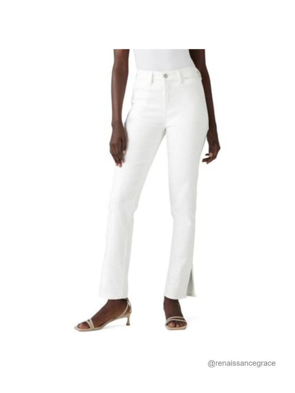 Women's High Rise Tailored Straight Jeans Stretch Cotton Blend